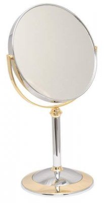 B7 8011 C/G Chrome Gold Зеркало настольное круглое 2-стороннее 5-кратное увеличение 18 см