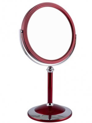 B7 8011 RUBY/C Red Зеркало настольное круглое 2-стороннее 5-кратное увеличение 18 см