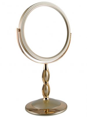 B7 8066 G5/G Gold Зеркало настольное круглое 2-стороннее 5-кратное увеличение 18 см