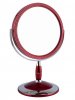 B7 808 RUBY/C Red Зеркало настольное круглое 2-стороннее 5-кратное увеличение 18 см с кристаллами