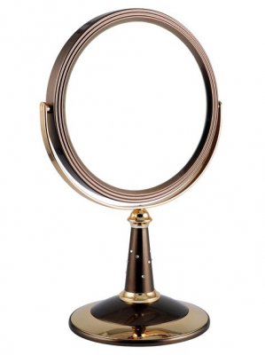 B7 809 BRZ/G Bronze Gold Зеркало настольное круглое 2-стороннее 5-кратное увеличение 18 см