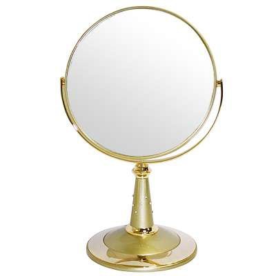 B7 809 G5/G Gold Зеркало настольное круглое 2-стороннее 5-кратное увеличение 18 см с кристаллами