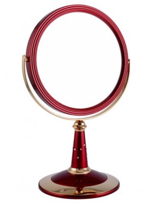 B7 809 RUBY/G Red Gold Зеркало настольное круглое 2-стороннее 5-кратное увеличение 18 см