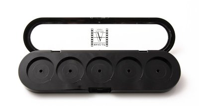 Палитра-кейс черная с прозрачной крышкой на 5 цветов для запасок теней Ø 26 мм