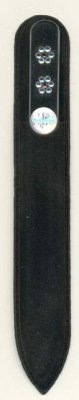 BH-14 Пилочка для ногтей стеклянная, 2-х сторонняя, 14 страз, 140 мм., в бархатном чехле, ручная работа