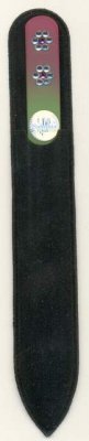 BH-14-C Пилочка для ногтей стеклянная, цветная, 2-х сторонняя, 14 страз, 140 мм., в бархатном чехле, ручная  работа