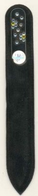 BH-16 Пилочка для ногтей стеклянная, 2-х сторонняя, 16 страз, 140 мм., в бархатном чехле, ручная работа