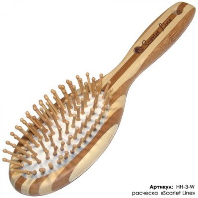 BB3-W Расческа массажная, бамбук, деревянные зубцы