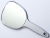 MR-9M17 Зеркало косметическое, пластик, серебристое, с ручкой 12 х 15 см