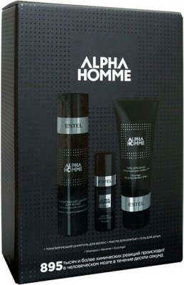 Набор AH/ХS ALPHA HOMME 895 (тонизирующий шампунь для волос, масло для бритья, гель для душа)