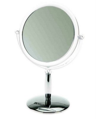 MR-417 Зеркало настольное, пластик, серебристое 15 х 21,5 см