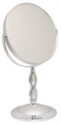 B7 8066 S3/C Silver Зеркало настольное круглое 2-стороннее 5-кратное увеличение 18 см