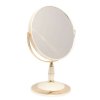 B7 808 PER/G WPearl Gold Зеркало настольное круглое 2-стороннее 5-кратное увеличение 18 см с кристаллами