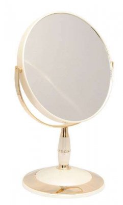 B7 808 PER/G WPearl Gold Зеркало настольное круглое 2-стороннее 5-кратное увеличение 18 см с кристаллами