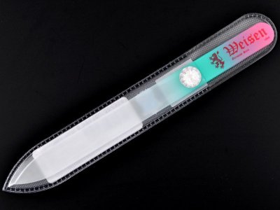 CZ-222-140 C  COLOR Пилочка стеклянная, цветная, 2-х сторонняя, 140 мм., чехол ПВХ