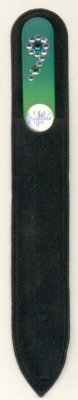 BH-13-C Пилочка для ногтей стеклянная, цветная, 2-х сторонняя, 13 страз, 140 мм., в бархатном чехле, ручная работа