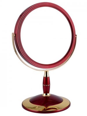 B7 808 RUBY/G Red Gold  Зеркало настольное круглое 2-стороннее 5-кратное увеличение 18 см